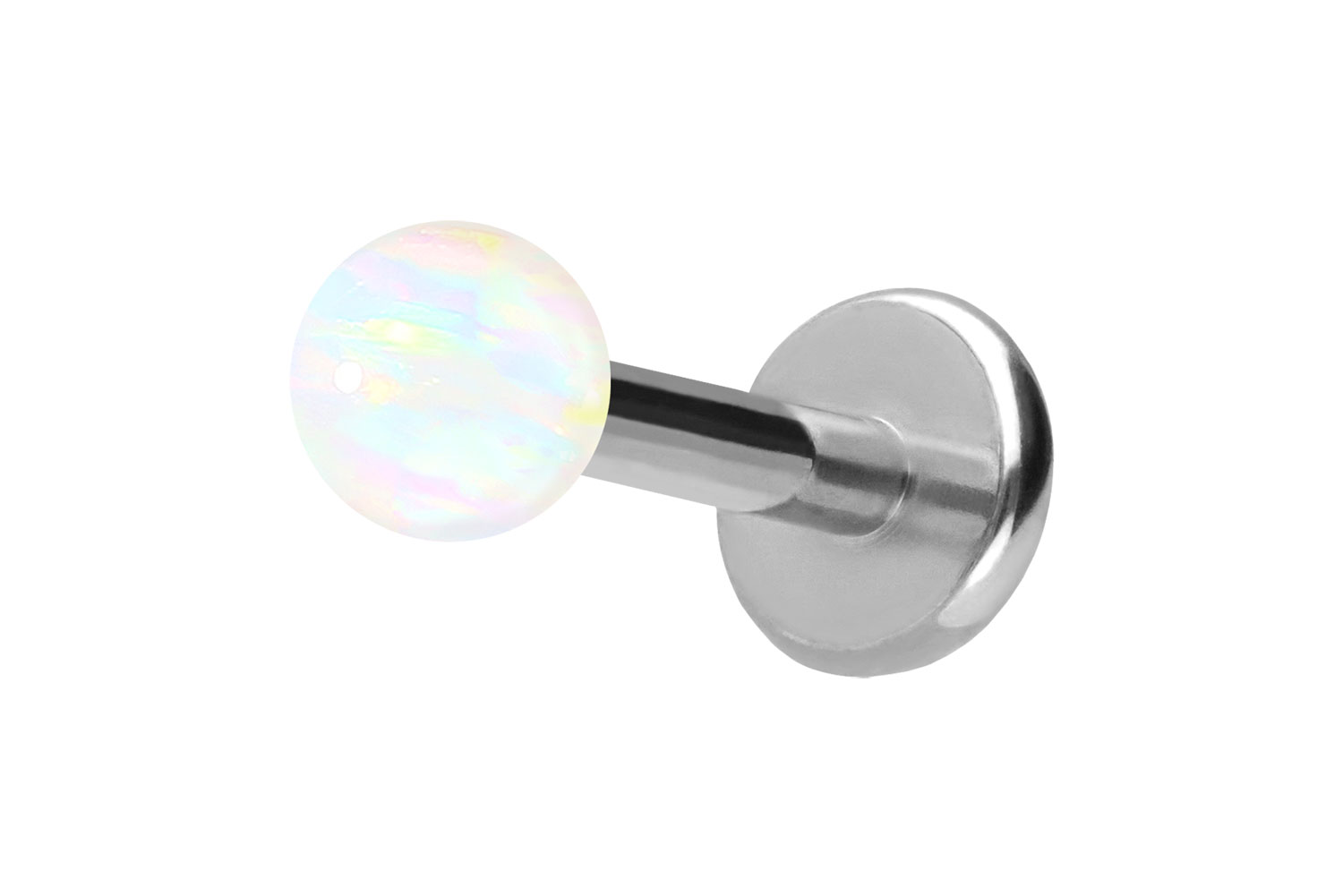 Titan Labret Piercing mit Push Fit SYNTHETISCHER OPAL